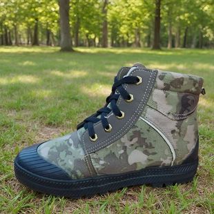 新款防刺穿帆布鞋橡胶底耐磨防滑轻便森林防护鞋高帮劳保鞋男干活