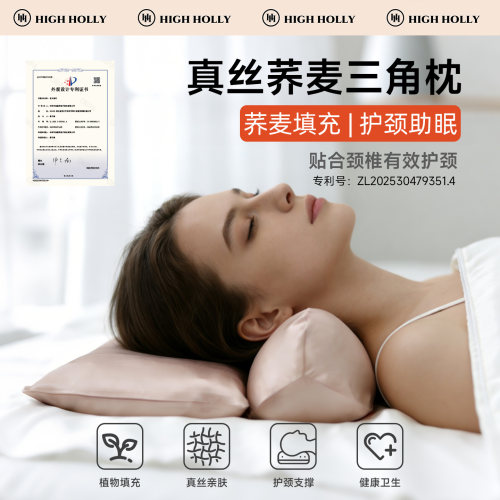 highholly桑蚕丝荞麦三角枕