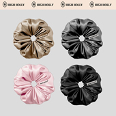 highholly真丝枕头发圈女睡眠发绳超大肠小号kitsch黑色头绳皮筋