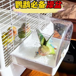 外挂式鹦鹉澡盆夏日自主洗澡养鸟用具用品创意家用多功能鸟笼配件