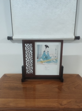 林风眠抚琴图古琴画林风眠山水双面画镜片书桌小品画价格不含相框