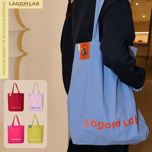LAGOMLAB多巴胺彩色纯棉松弛慵懒风单肩包女大容量手提通勤帆布包