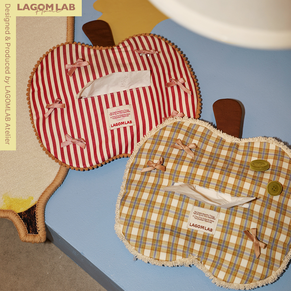 LAGOMLAB原创小苹果纸巾包条纹格子可拆卸蝴蝶结布艺装饰餐巾收纳