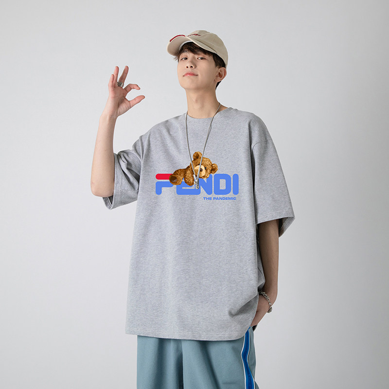 夏季新款主推青少年大码港风休闲印花落肩袖情侣短袖T恤T108,男装T恤,电商B226-2（原B217-2）