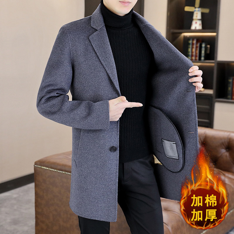抖音直播秋冬高档手工双面呢羊绒大衣中长款西服风衣A58P220,男装西服,电商B226-2（原B217-2）