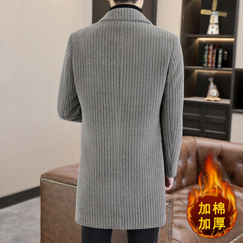 抖音男士商务休闲中长款毛呢大衣加棉风衣外套大衣A51P175,男装风衣,电商B226-2（原B217-2）