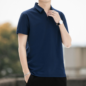跑量款夏季男士翻领短袖T恤冰丝棉V 领休闲polo衫打底上衣211P33图片