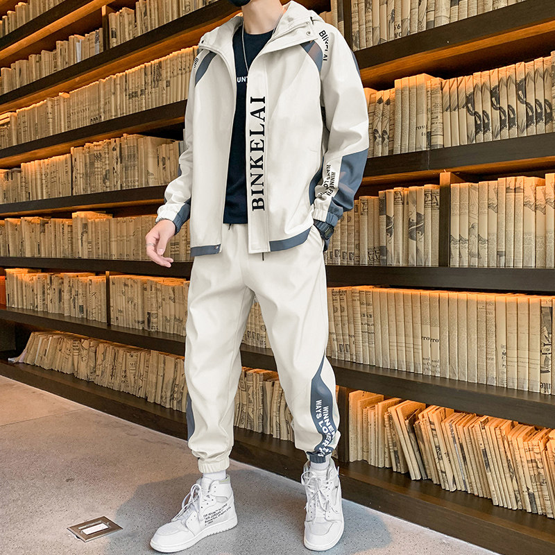 2025春季新款青少年连帽套装男工装运动休闲两件套外套D03P90,男装休闲套装,电商B226-2（原B217-2）