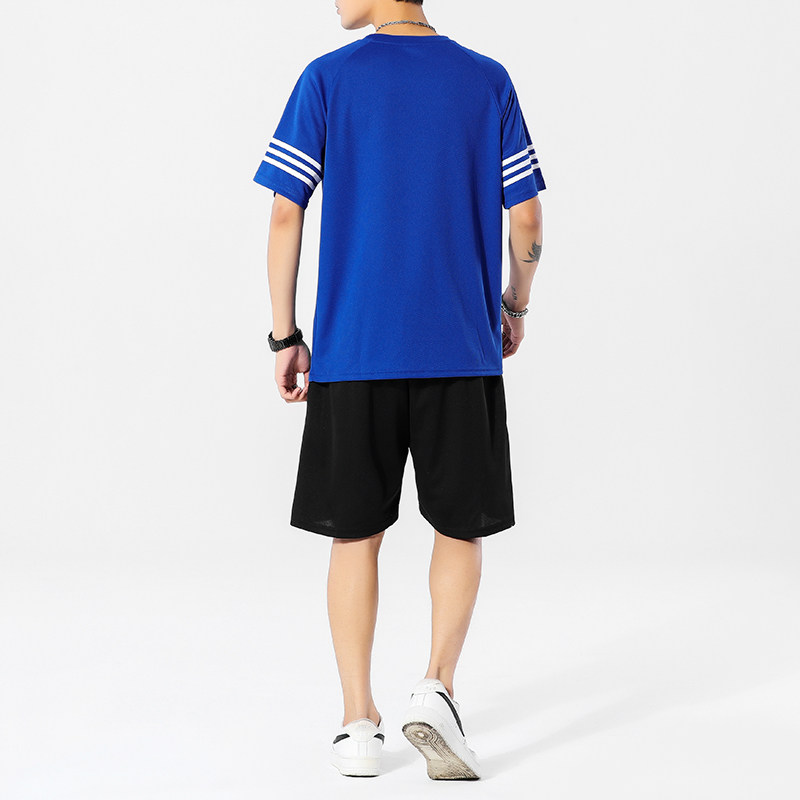 夏季新品主推青少年大码休闲健身运动速干短袖T恤短裤套装TZ23,男装休闲套装,电商B226-2（原B217-2）