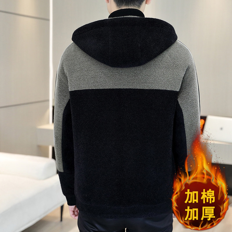 抖音直播高品质连帽毛呢大衣短款加厚夹克外套A77P150,男装夹克,电商B226-2（原B217-2）
