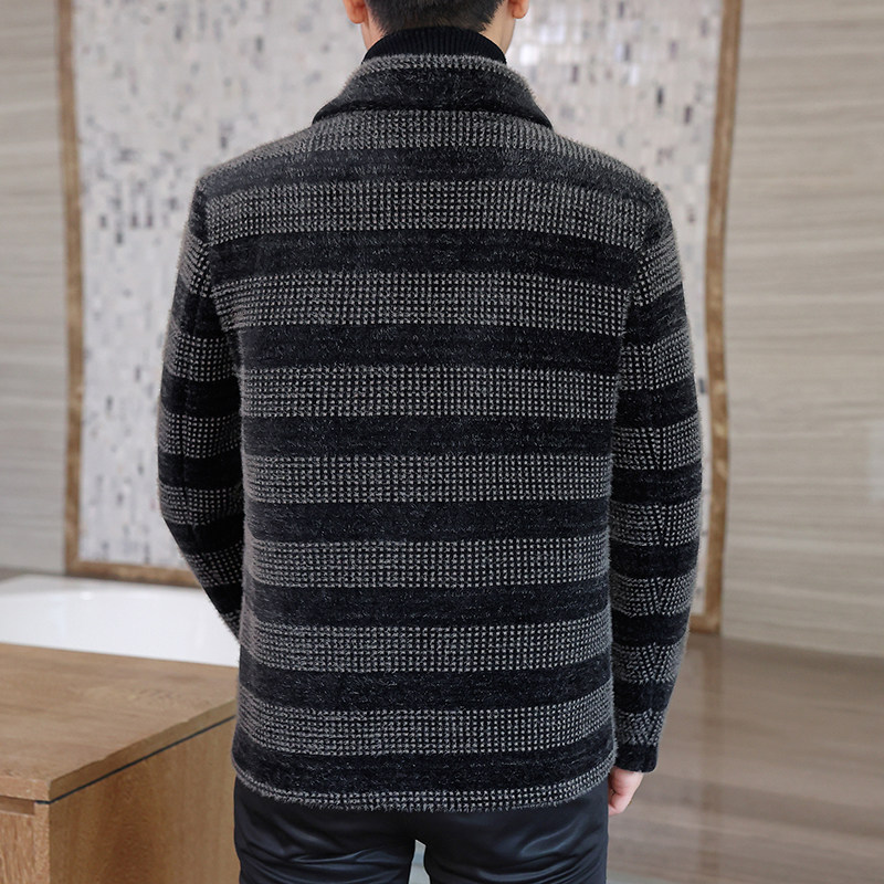 冬季男士条纹加厚韩版休闲毛呢大衣短款立领夹克外套A32P150,男装夹克,电商B226-2（原B217-2）