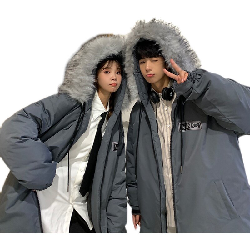 冬季新款大码港风情侣宽松休闲连帽中长款羽绒服外套男YR2182P185,男装羽绒服,电商B226-2（原B217-2）