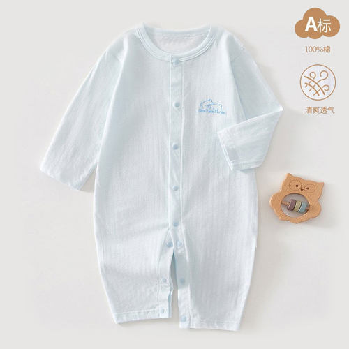 婴儿夏季超薄长袖短袖连体空调服