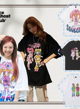 韩国潮牌NGC林娜琏同款美少女涂鸦宽松短袖甜酷街头美式T恤姜涩琪