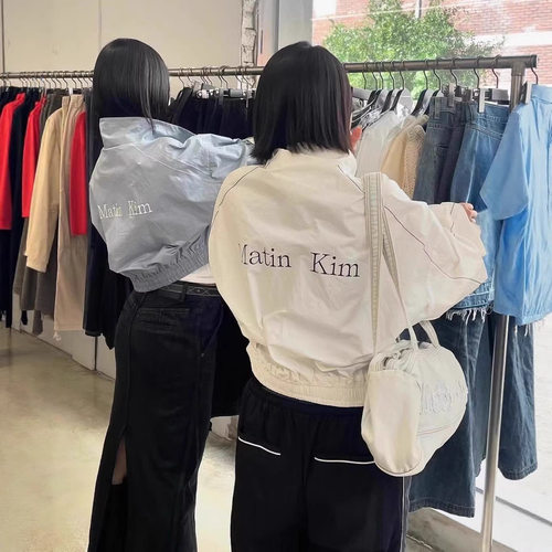韩国小众潮牌matinkim宽松双拉链防风外套立领背后标短款冲锋衣女