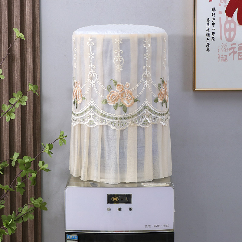 通用轻奢饮水机罩家用蕾丝刺绣万能盖巾白色花边防尘罩装饰盖巾