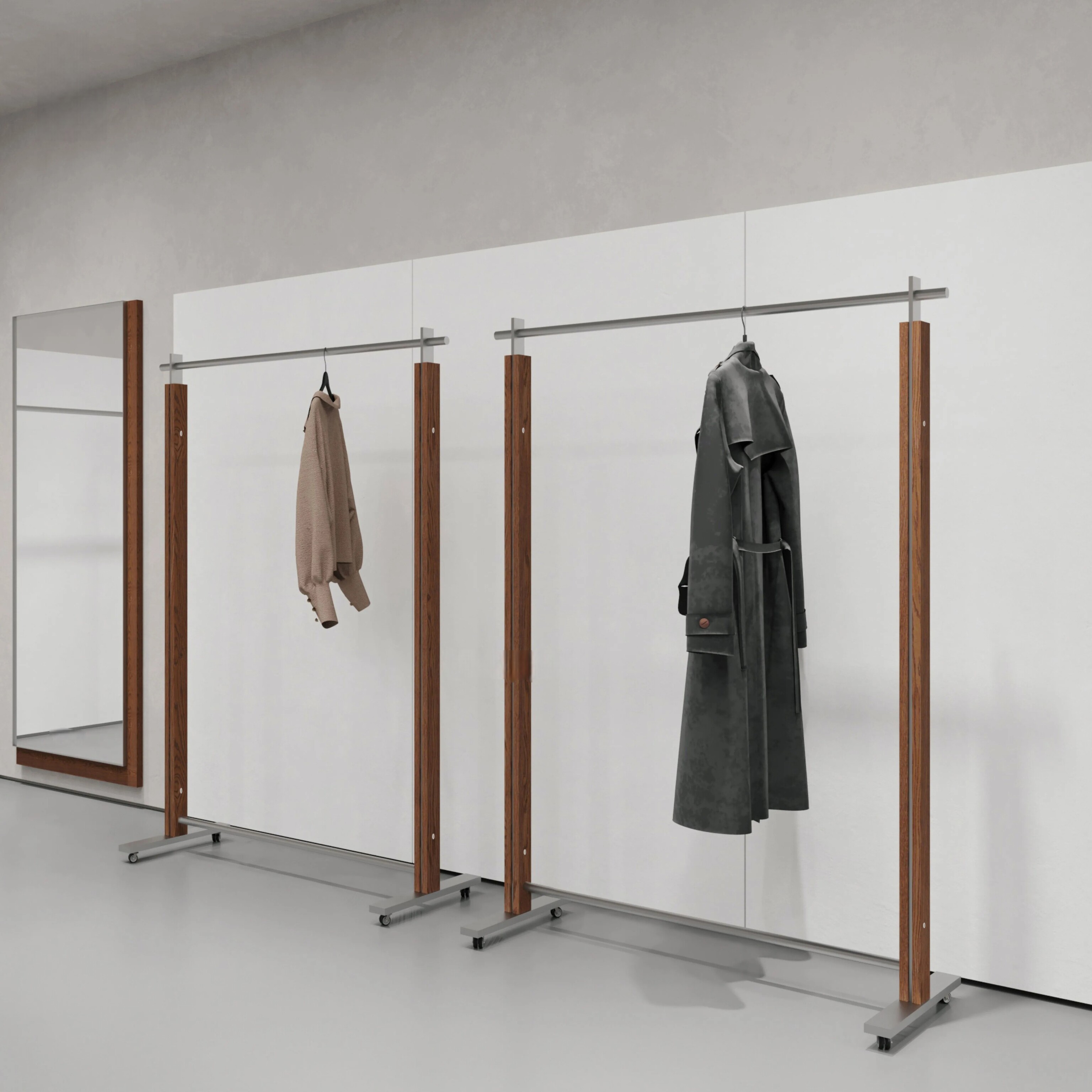 服装店不锈钢展示架胡桃木陈列架