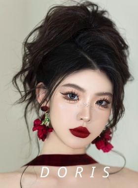 钟楚曦同款耳环红色花朵耳饰耳钉耳坠耳夹旅游2025年春夏新