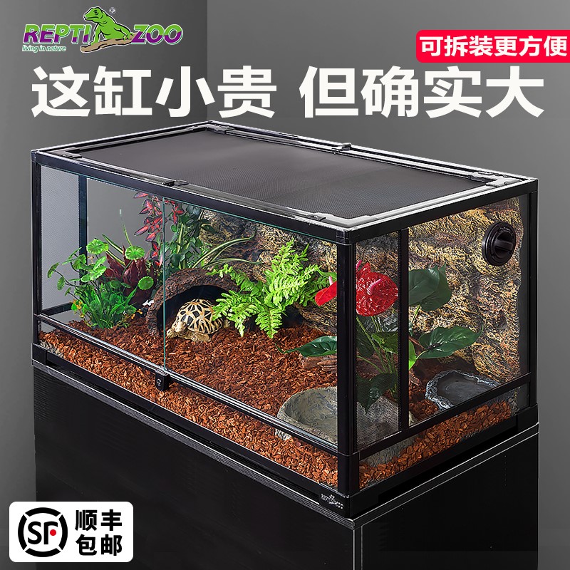 REPTIZOO苏卡达陆龟饲养箱蜥蜴爬宠热带雨林植物生态缸爬虫变色龙