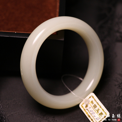 苏州和玉缘50圈口新疆和田玉且末白皮料女士轮胎手镯苏工工艺女款