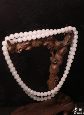 苏州和玉缘新疆和田玉且末金山白玉8mm多圈手串男女同款苏工工艺