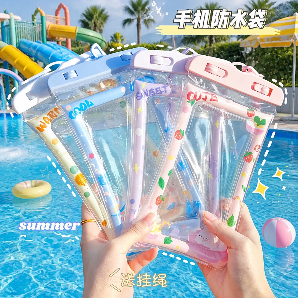 手机防水可触游泳漂流装备可爱卡通高颜值潜水专用卡通防水手机袋