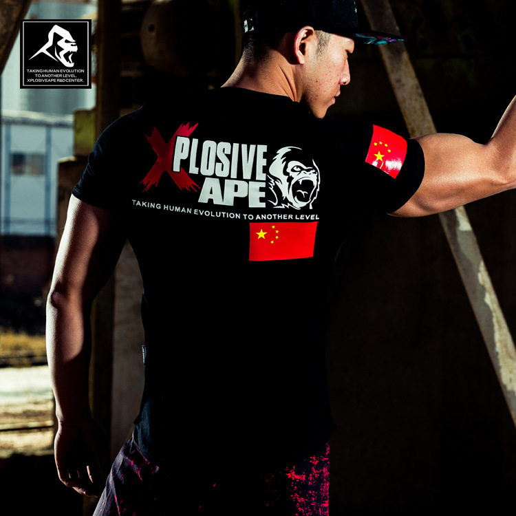 2019夏季肌肉狗兄弟潮牌运动健身跑步训练T恤纯棉爱国者印花短袖|ruв категории спортивный костюм/досуг одежды, движение футболку - от Buy2taobao.com для оказания профессиональной услуги покупки агента Taobao