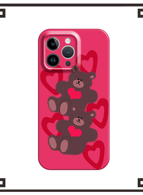 ins爱心小熊适用iphone17promax菲林手机壳苹果16华为p70nova9vivos18软红米k80nova14小米15pro全包一加13T