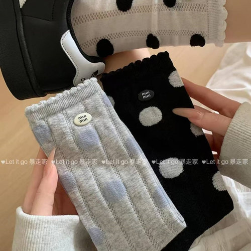 夏波点复古中筒袜芭蕾风中筒袜女