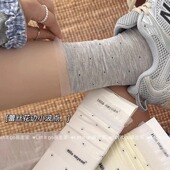 夏季 超薄波点棉质无骨袜头外穿蕾丝花边ins风网红直板软糯中筒袜