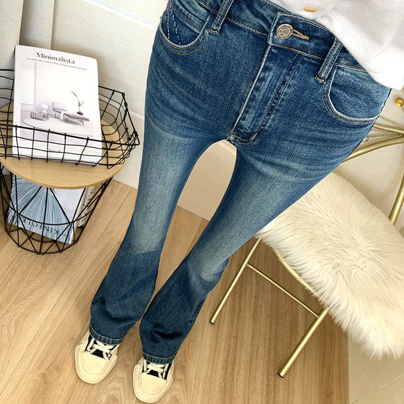 王炸神裤！深蓝高腰喇叭牛仔裤女25秋冬新款修身显瘦显腿长喇叭裤,女装/女士精品,牛仔裤,淘宝优惠券,粉丝福利购,淘宝优惠卷