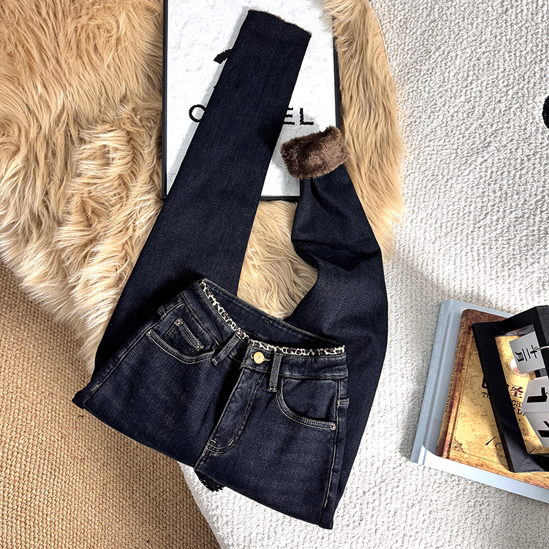 2025冬季东北加绒加厚牛仔裤长裤