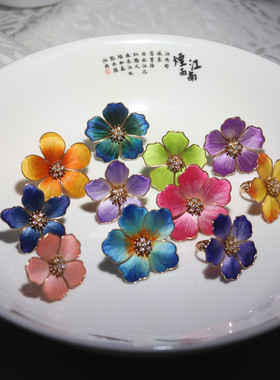 非遗绒花汉服水钻开口戒指