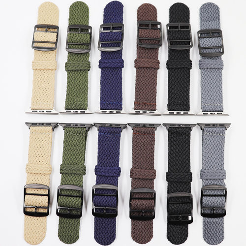 适用苹果apple watch4手表带iwatch38 44mm 贝伦尼龙帆布真皮表带