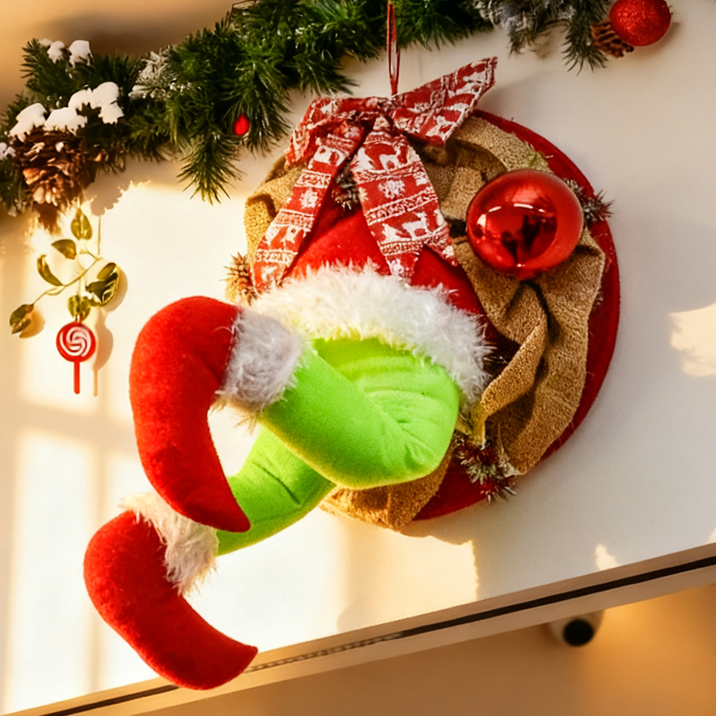 圣诞节老人爬墙面玩偶室内摆件