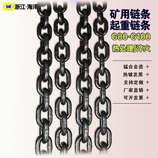 G80锰钢链条重型起重链条G100镀锌吊装 链条手拉葫芦链黑色铁链子
