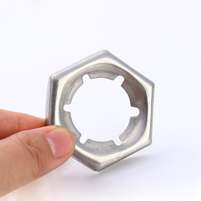 GB805扣紧螺母锁紧汽车螺母冲压自锁螺帽M8-M36镀兰白锌彩锌