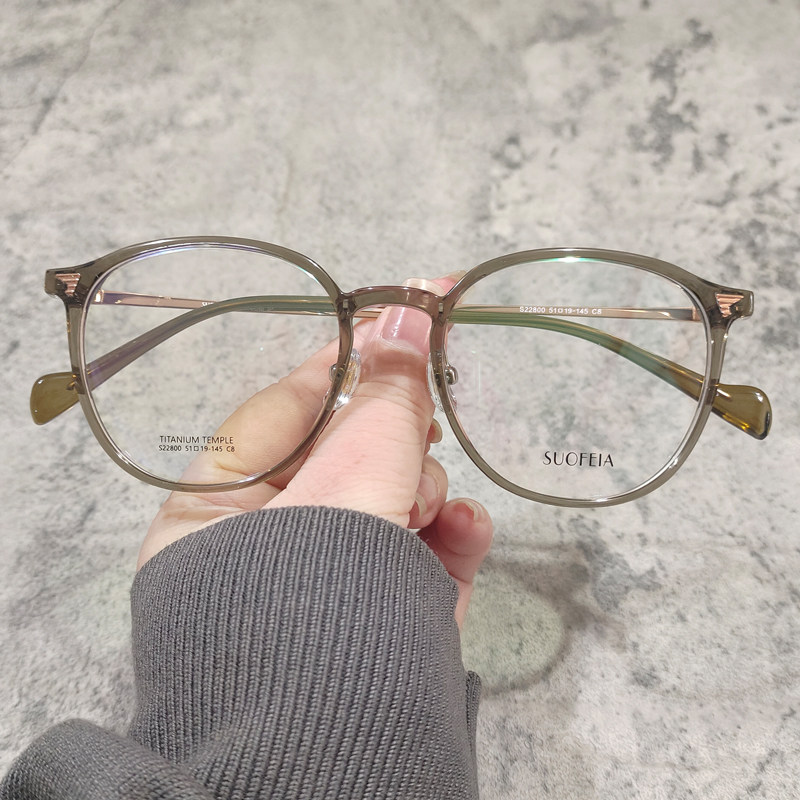 51mm近视眼镜框女超轻眼镜架可配度数防蓝光茶色咖色网红小红书