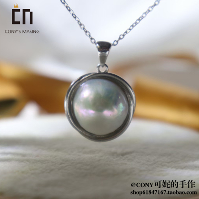 马贝纯银项链珍珠吊坠