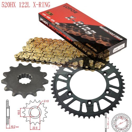 适配DRZ250 DR-Z250精品耐磨摩托车前后链轮牙盘 大小齿 链盘链条