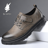 男真皮2025秋冬季 商务休闲低帮马丁靴工装 鞋 花花公子皮鞋 大头皮鞋