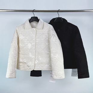 2760法式 小香风翻领菱格显瘦羽绒服女冬小个子白鸭绒轻薄保暖外套