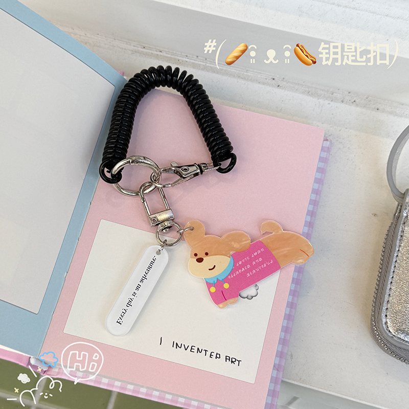 钥匙扣挂件diy原创腊肠狗可爱挂饰电动车钥匙包包装饰ins男女通用