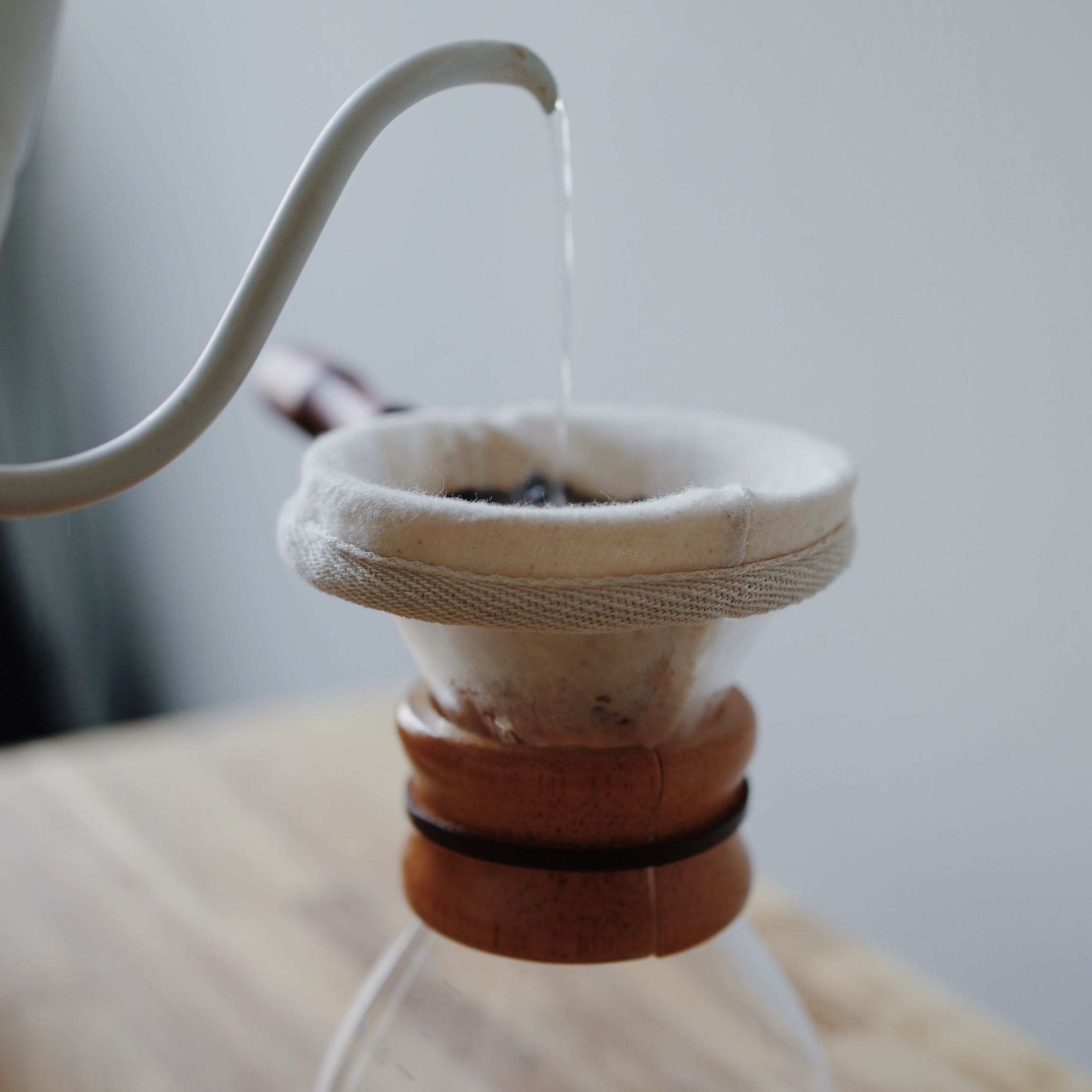 早上好商店|实木手柄法兰绒手冲过滤器日式手冲过滤网过滤布袋