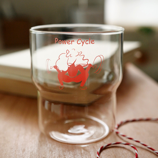 早上好商店 原创耐高温玻璃杯 体育生谷子马拉松 平板支撑 BC PC