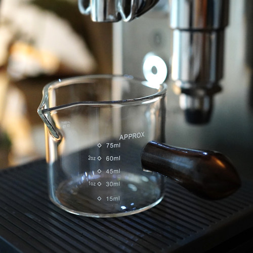 早上好商店 檀木双嘴咖啡萃取杯奶盅咖啡奶杯意式黑檀木咖啡量杯