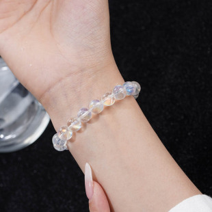 天然马岛彩虹月光石玻璃体女手链氮气冰种月光石手串女饰品礼物