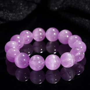 紫锂辉手链女男拉丝猫眼薰衣草紫锂辉手串水晶手链女饰品礼物