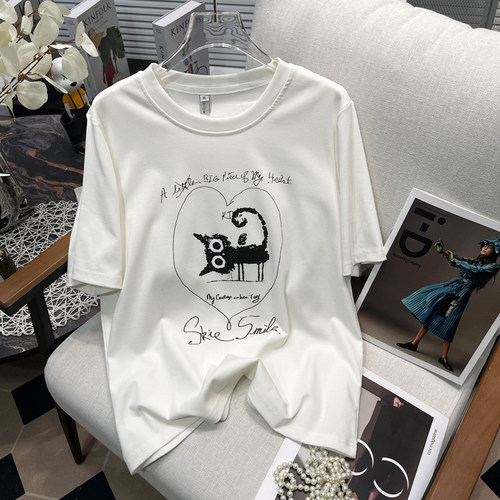 大码女装印花短袖圆领T恤