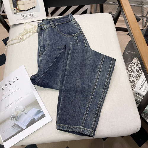 大码女装复古高腰宽松哈伦牛仔裤